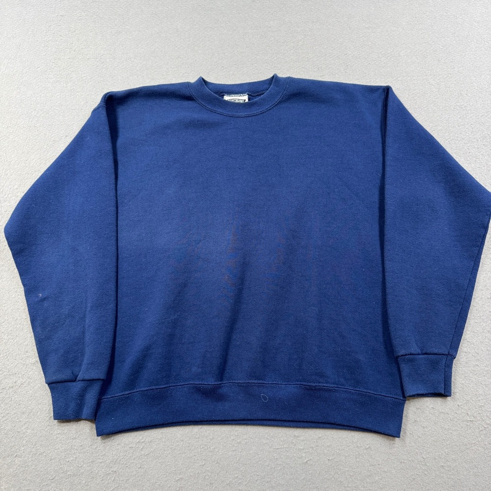 Y2K Lee Sweatshirt Mens Large Navy Blue Oversized Loose Heavyweight Crewneck USA